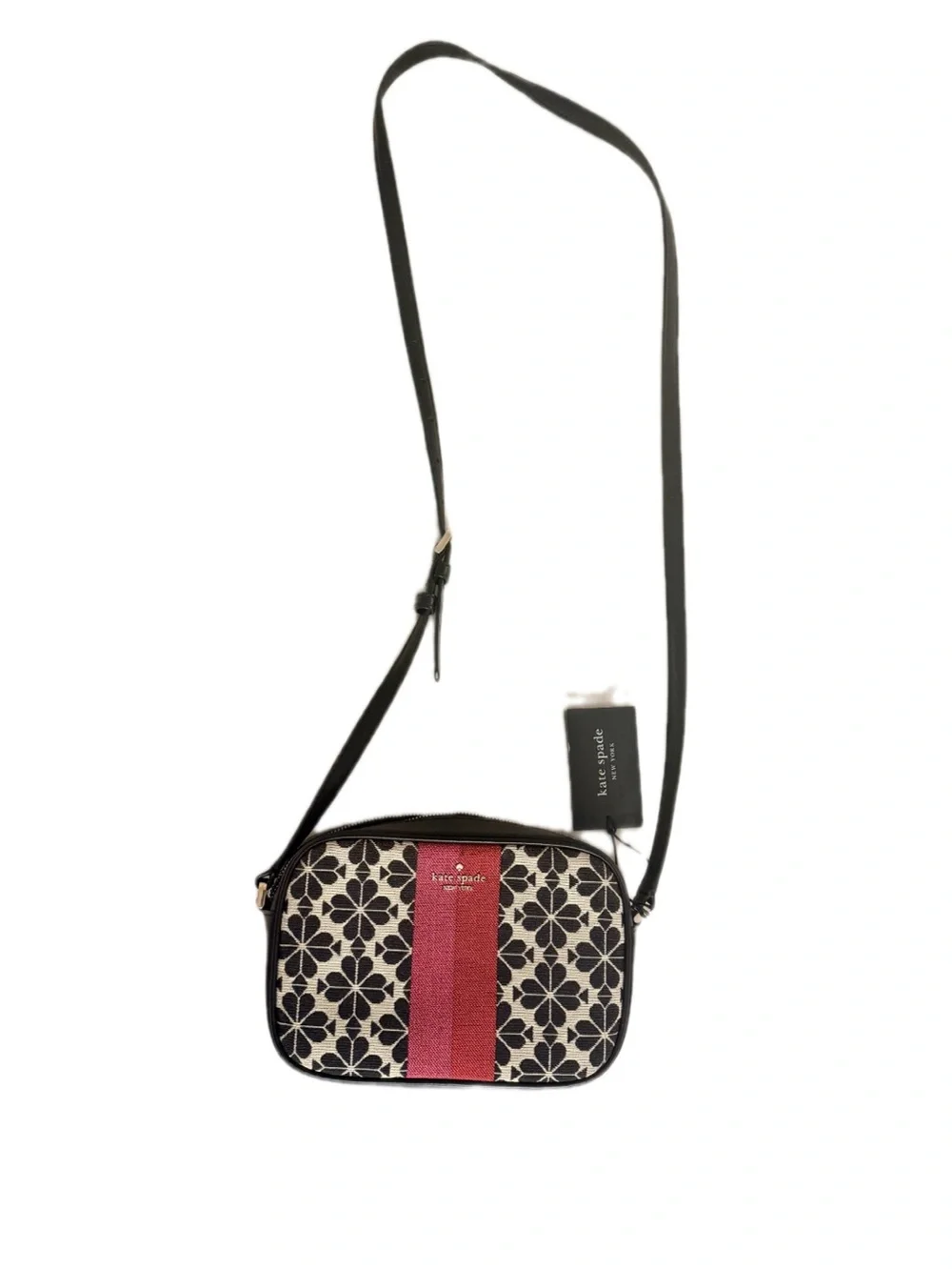 Kate Spade Floral Pattern Crossbody Bag with Red Stripe